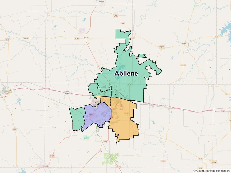 Map of Abilene, Texas and ZIP codes