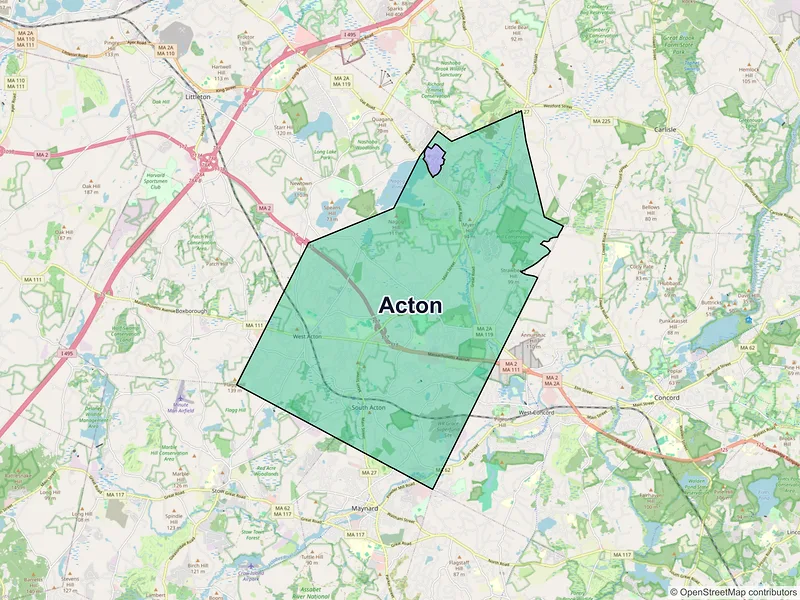 Map of Acton, Massachusetts and ZIP codes