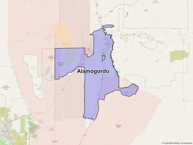 Map of Alamogordo, New Mexico and ZIP codes