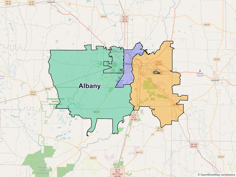 Map of Albany, Georgia and ZIP codes
