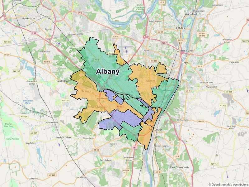Map of Albany, New York and ZIP codes