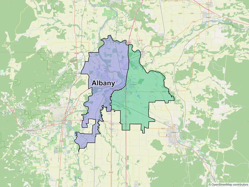 Map of Albany, Oregon and ZIP codes