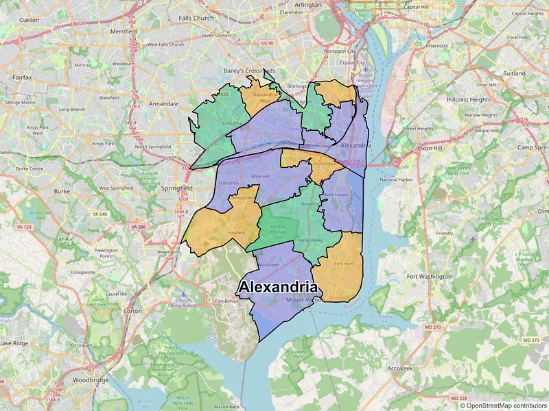 Map of Alexandria, Virginia and ZIP codes