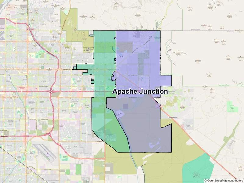 Map of Apache Junction, Arizona and ZIP codes