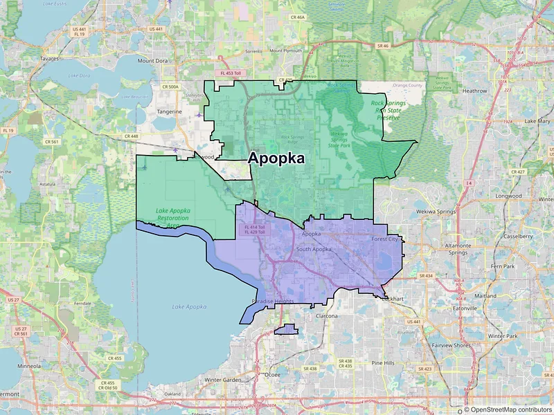 Map of Apopka, Florida and ZIP codes