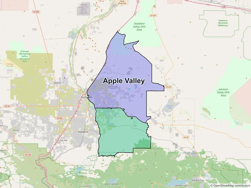 Map of Apple Valley, California and ZIP codes