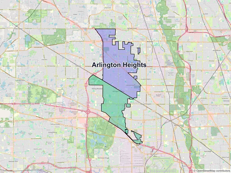 Map of Arlington Heights, Illinois and ZIP codes