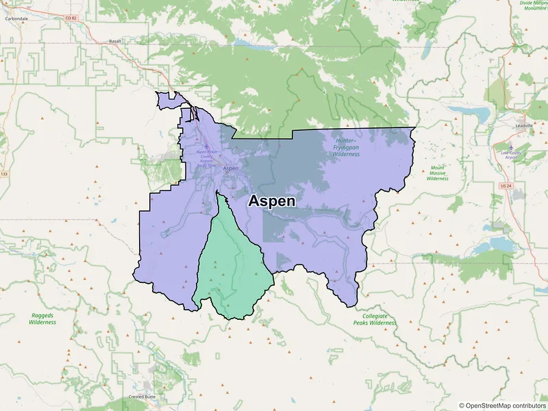 Map of Aspen, Colorado and ZIP codes