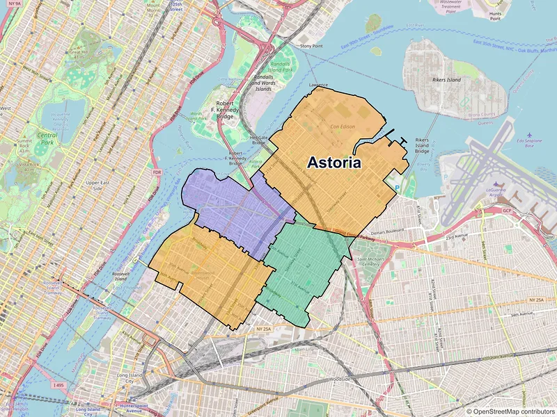 Map of Astoria, New York and ZIP codes
