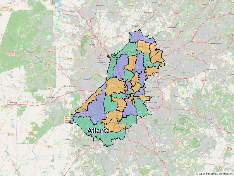Map of Atlanta, Georgia and ZIP codes