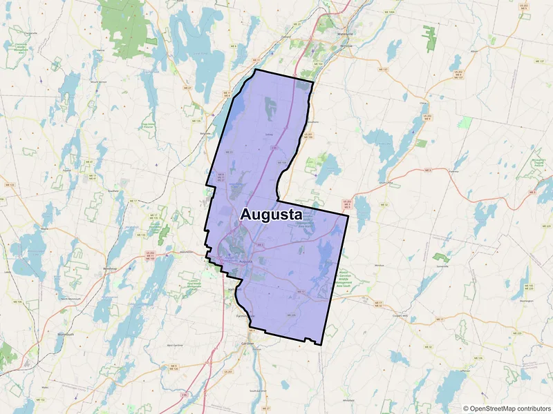 Map of Augusta, Maine and ZIP codes