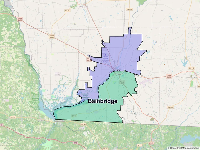 Map of Bainbridge, Georgia and ZIP codes