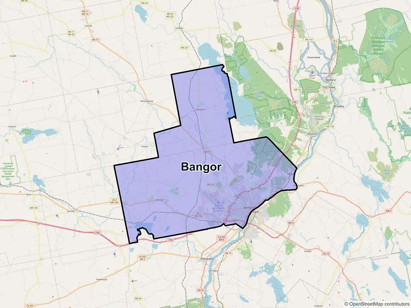 Map of Bangor, Maine and ZIP codes
