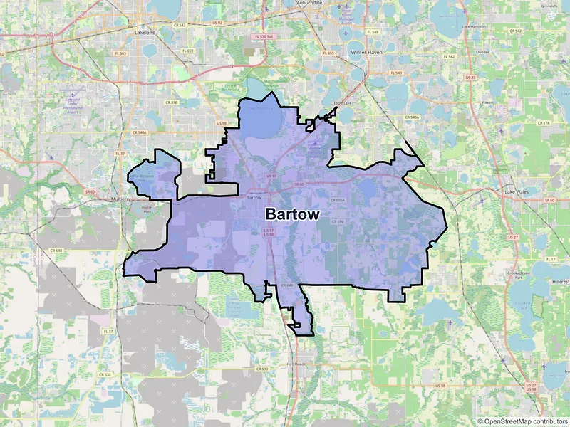 Map of Bartow, Florida and ZIP codes
