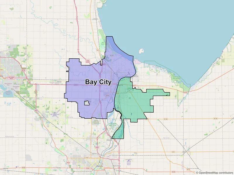 Map of Bay City, Michigan and ZIP codes