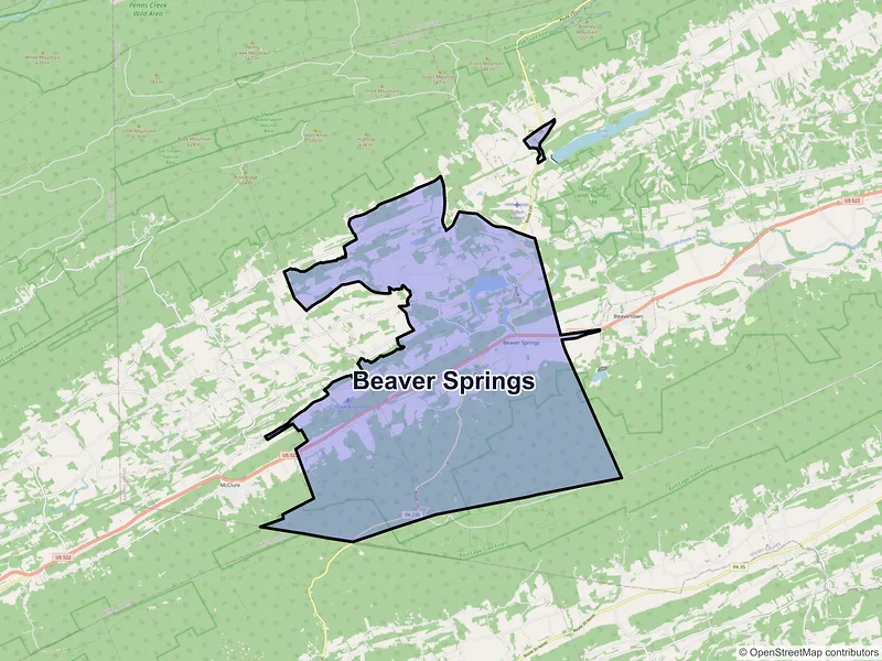 Map of Beaver Springs, Pennsylvania and ZIP codes