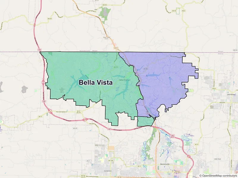 Map of Bella Vista, Arkansas and ZIP codes
