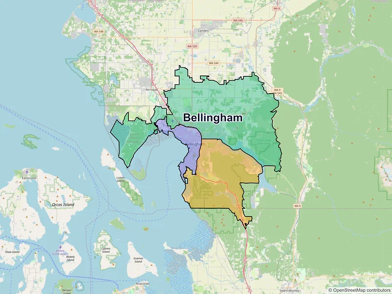 Map of Bellingham, Washington and ZIP codes