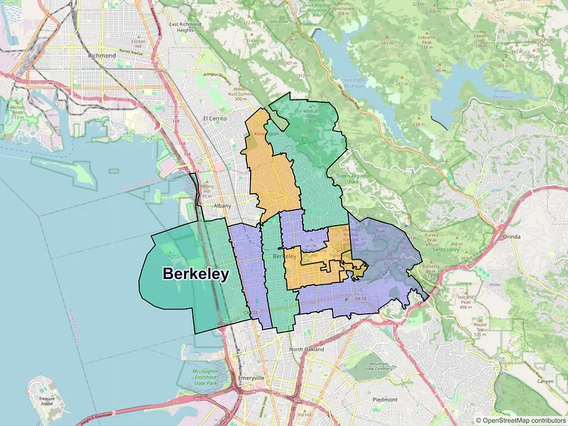 Map of Berkeley, California and ZIP codes