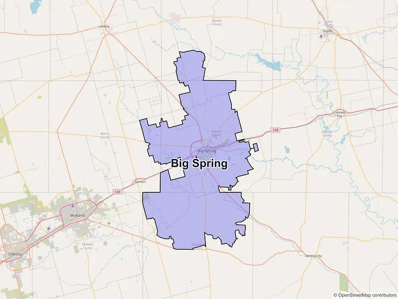 Map of Big Spring, Texas and ZIP codes