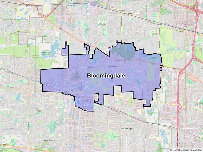Map of Bloomingdale, Illinois and ZIP codes