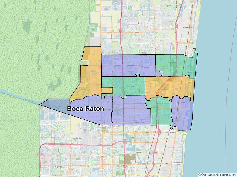 Map of Boca Raton, Florida and ZIP codes