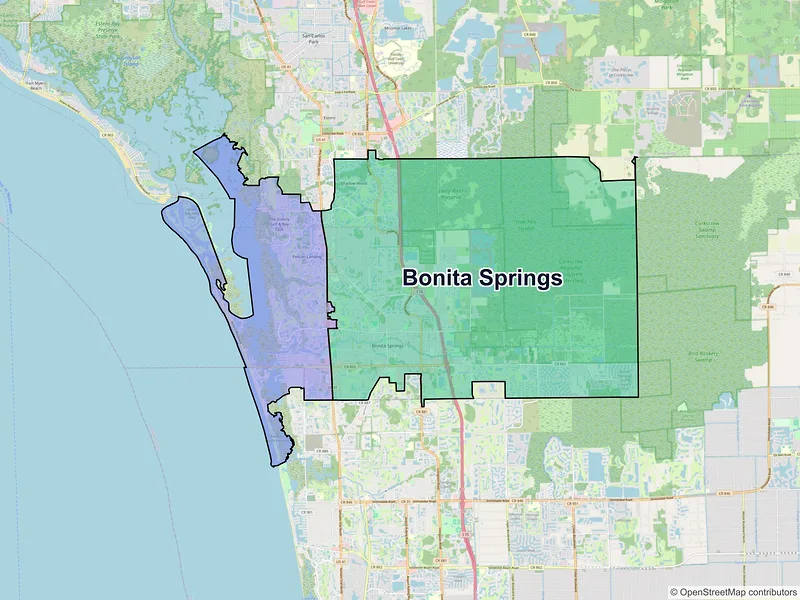 Map of Bonita Springs, Florida and ZIP codes