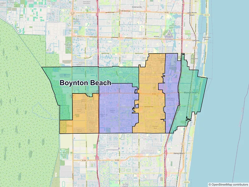 Map of Boynton Beach, Florida and ZIP codes