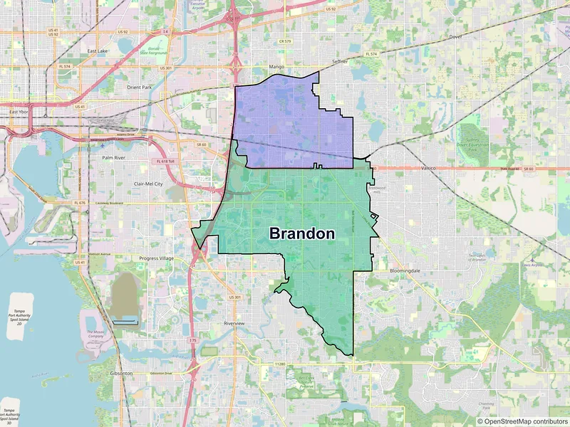 Map of Brandon, Florida and ZIP codes