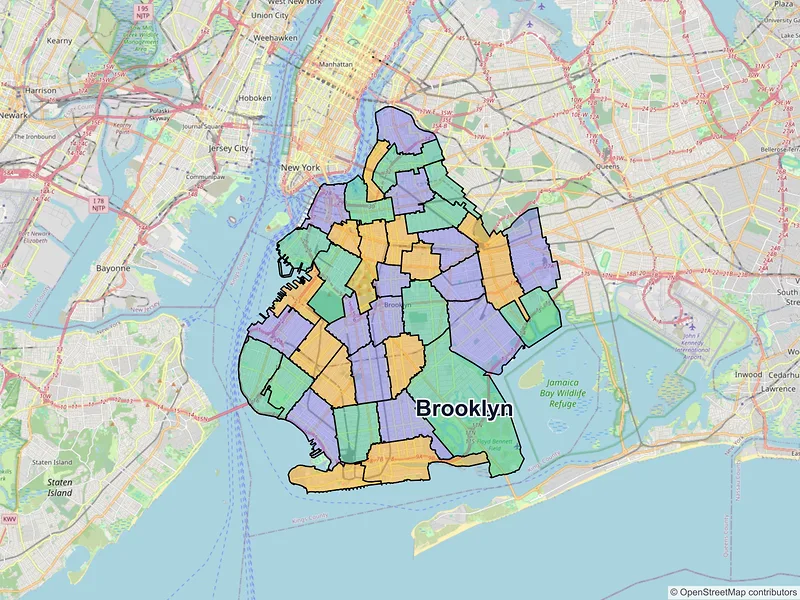 Map of Brooklyn, New York and ZIP codes