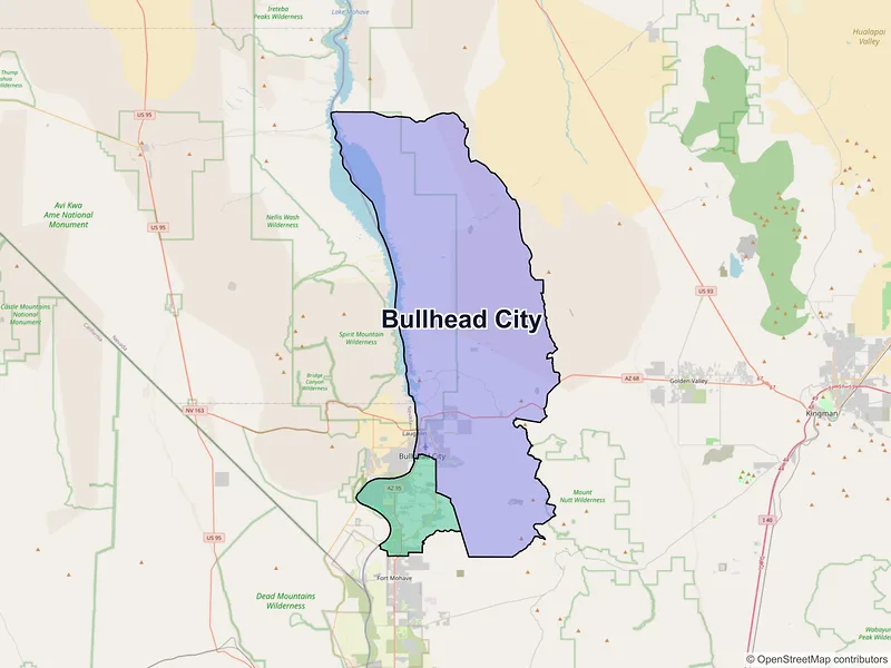 Map of Bullhead City, Arizona and ZIP codes