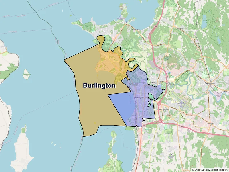 Map of Burlington, Vermont and ZIP codes