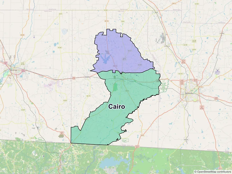 Map of Cairo, Georgia and ZIP codes