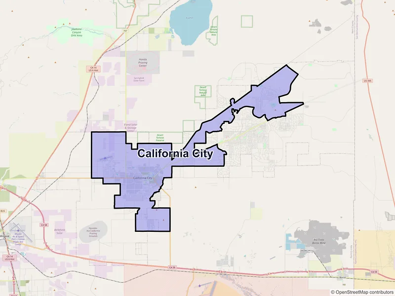 Map of California City, California and ZIP codes
