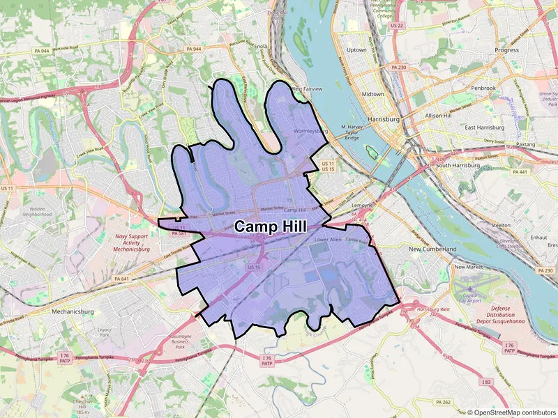 Map of Camp Hill, Pennsylvania and ZIP codes