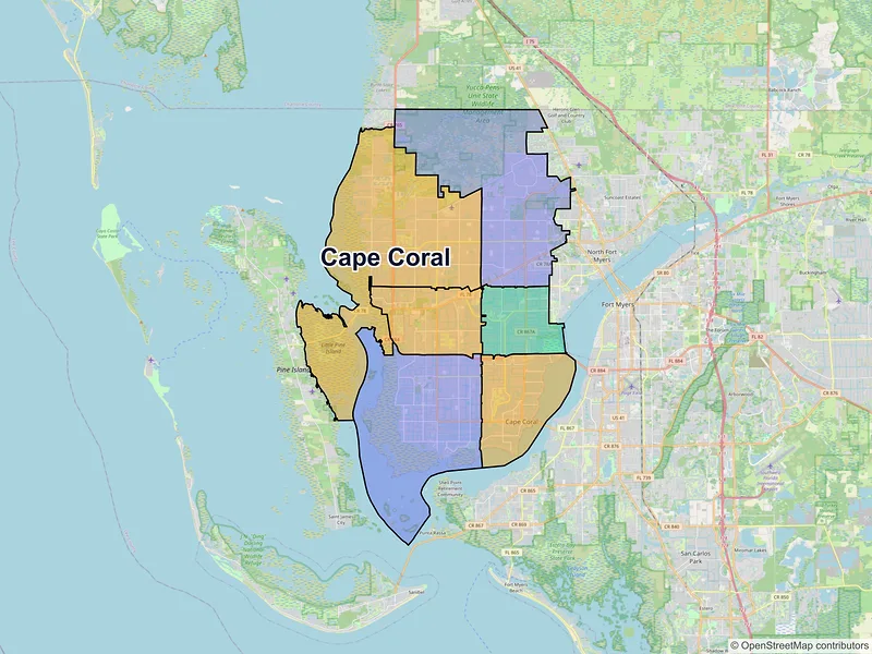 Map of Cape Coral, Florida and ZIP codes