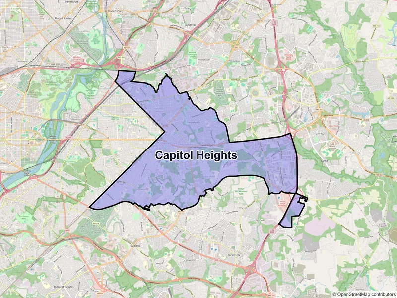 Map of Capitol Heights, Maryland and ZIP codes