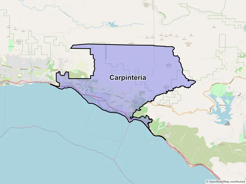 Map of Carpinteria, California and ZIP codes