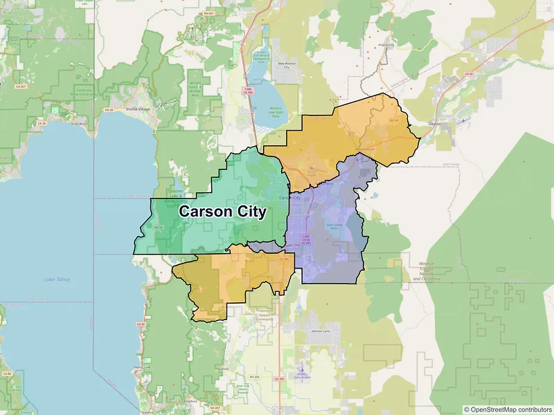 Map of Carson City, Nevada and ZIP codes