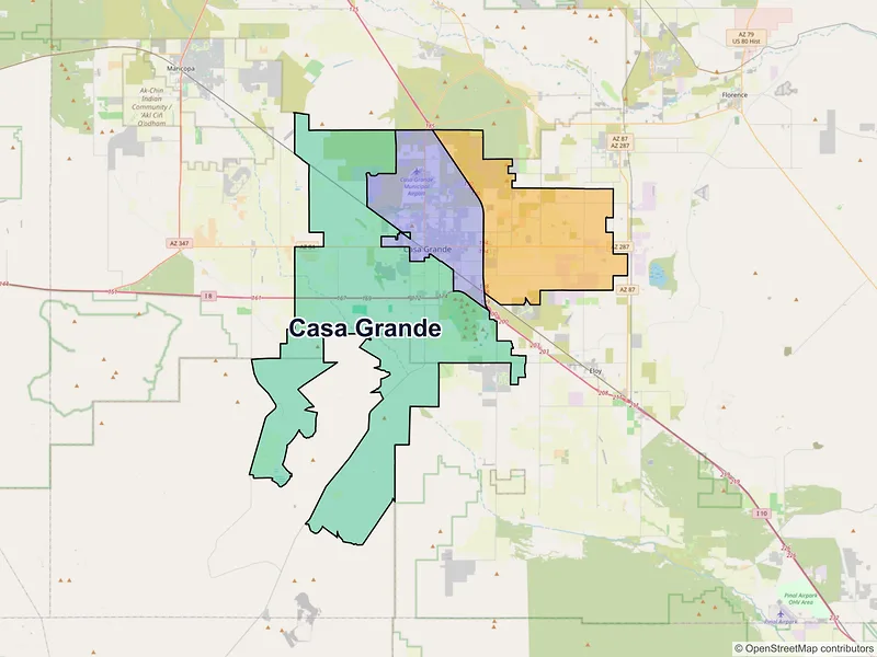 Map of Casa Grande, Arizona and ZIP codes