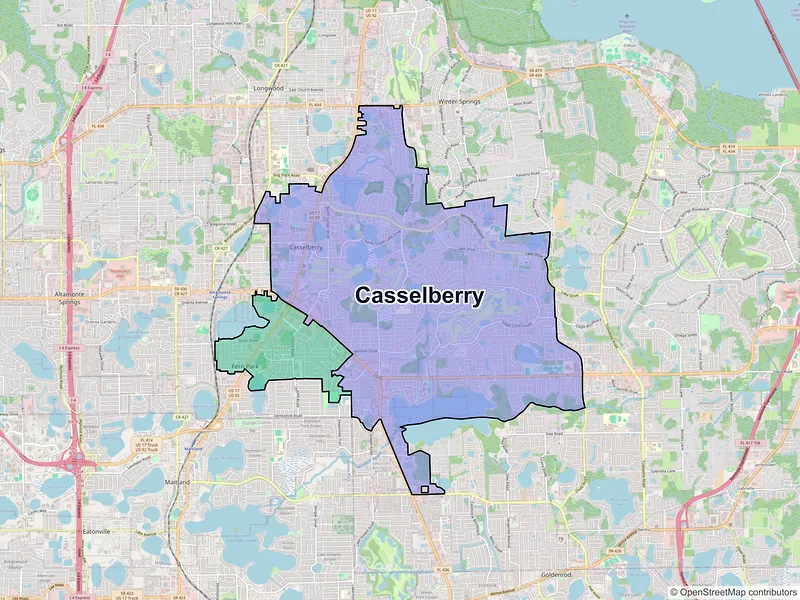Map of Casselberry, Florida and ZIP codes