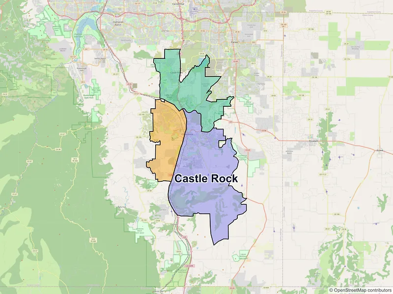 Map of Castle Rock, Colorado and ZIP codes