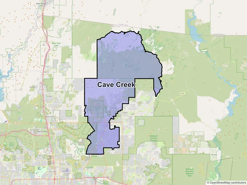 Map of Cave Creek, Arizona and ZIP codes