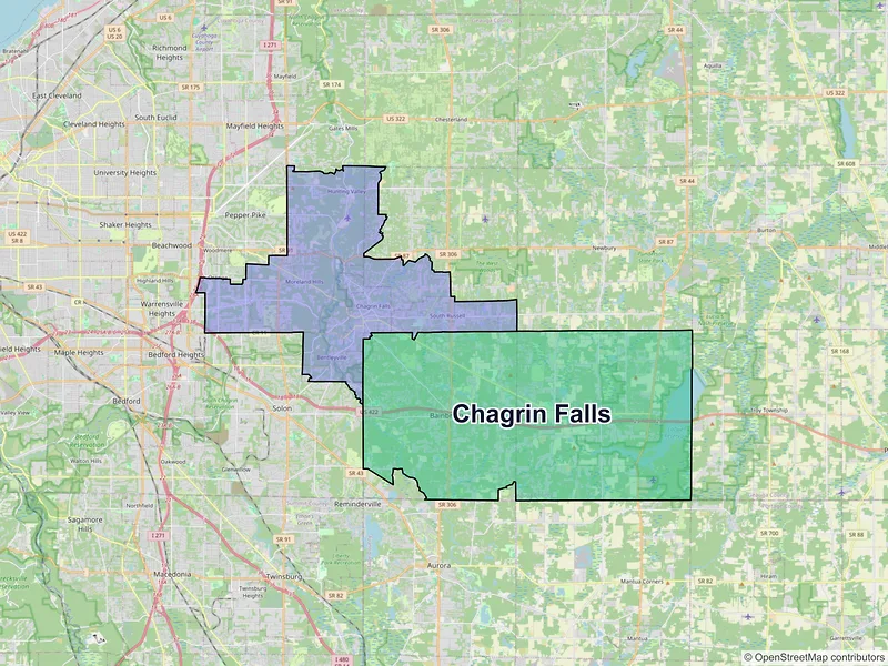 Map of Chagrin Falls, Ohio and ZIP codes