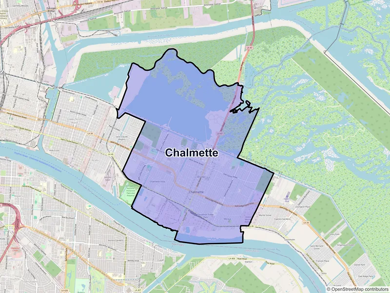 Map of Chalmette, Louisiana and ZIP codes