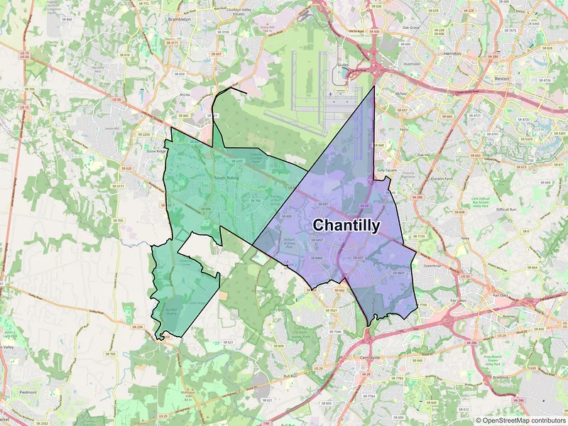 Map of Chantilly, Virginia and ZIP codes