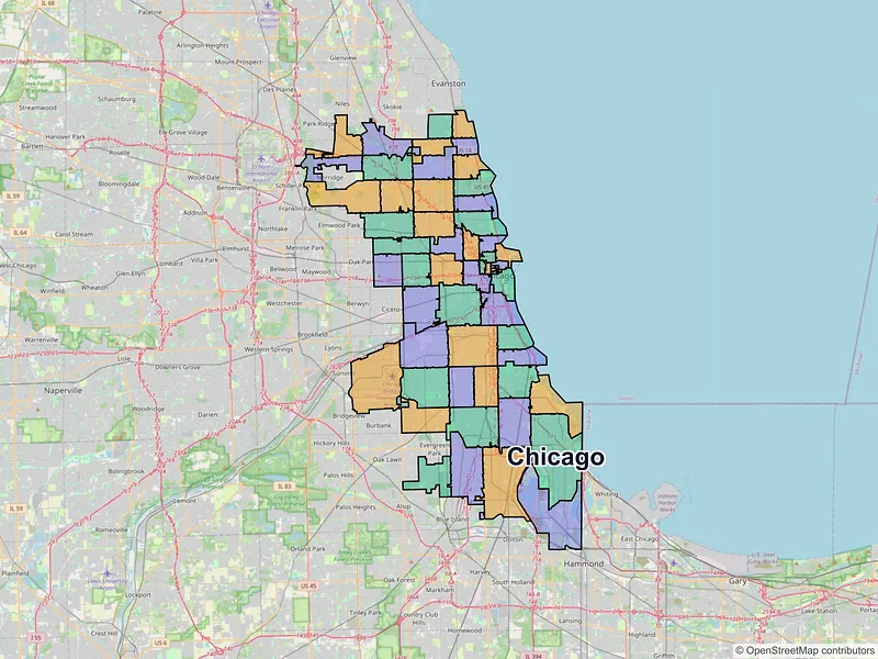 Map of Chicago, Illinois and ZIP codes