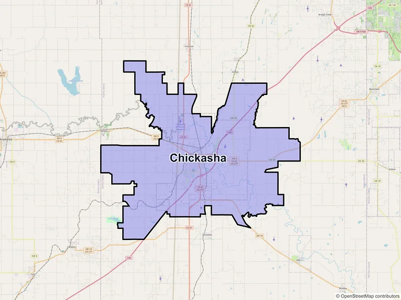 Map of Chickasha, Oklahoma and ZIP codes