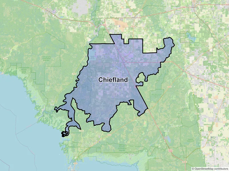 Map of Chiefland, Florida and ZIP codes