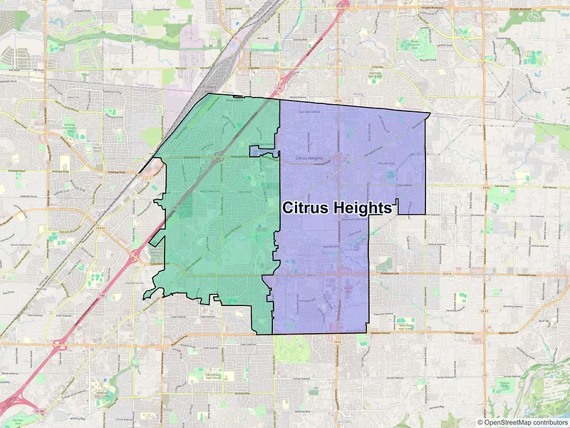 Map of Citrus Heights, California and ZIP codes